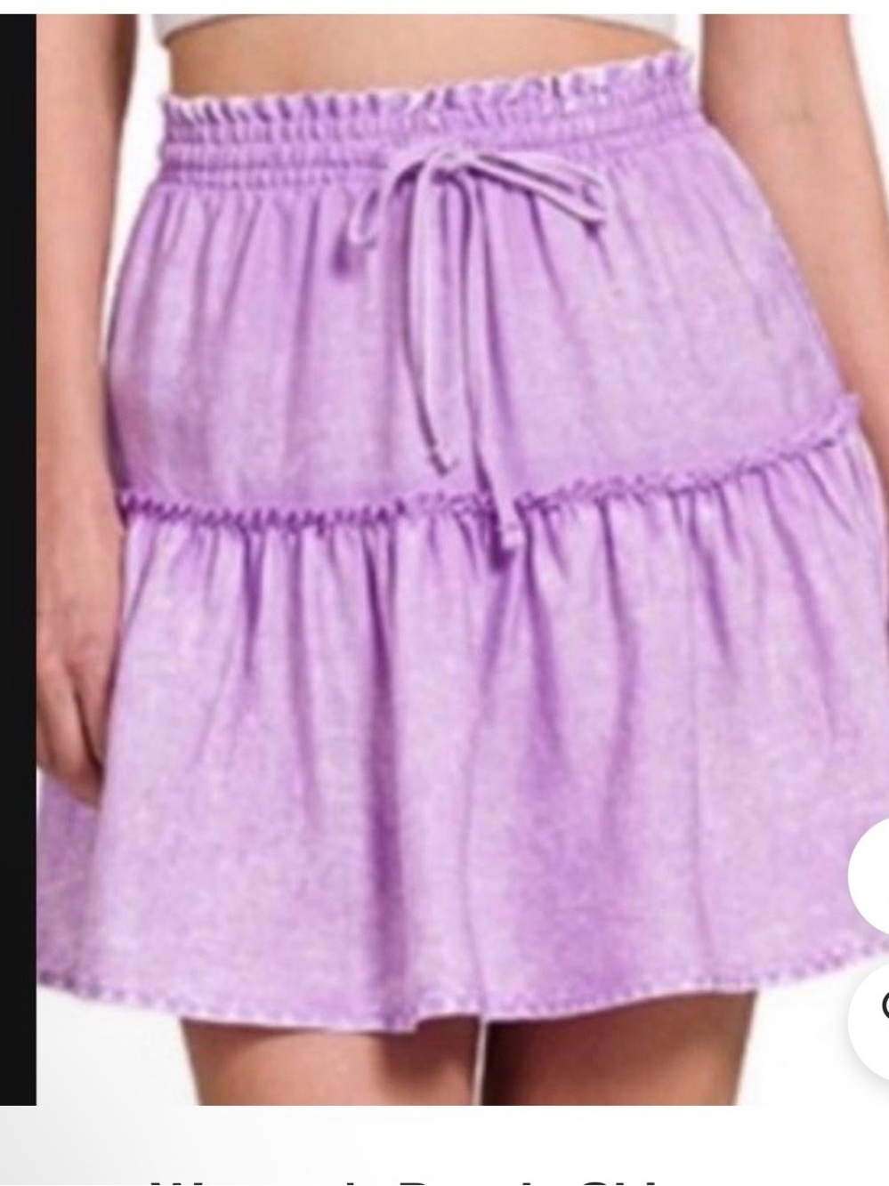 Zenana Lavender Tencel Tiered Drawstring Skirt NWOT